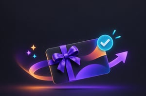 Gift card with checkmark showing quick and easy setup