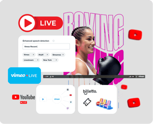 Collage af forskellige logoer fra streamingtjenester, der har Pay Per View